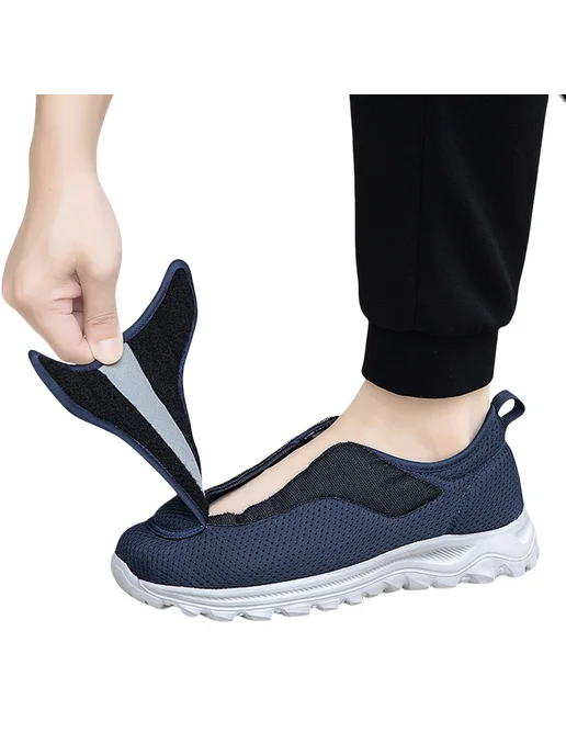 Мужские диабетические полуботинки Non-Slip для пожилых, с ор, синий, фото 7