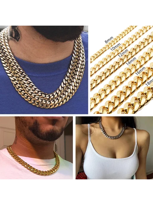 TOPGRILLZ Серый кубический браслет-цепочка 30 дюймов, Steel Color, серый, фото 3