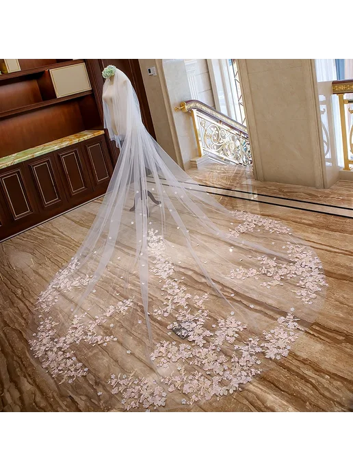 Easttg Белая двухслойная фата Ivory-Ivory Lace, 350 см, белый, фото 2