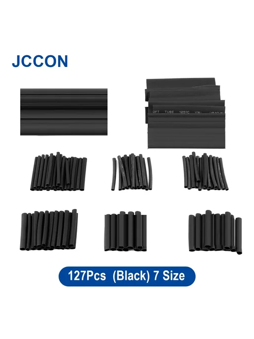 Нет бренда Термоусадочная трубка JCCON, набор из 127 шт, черная, 127 шт, фото 6