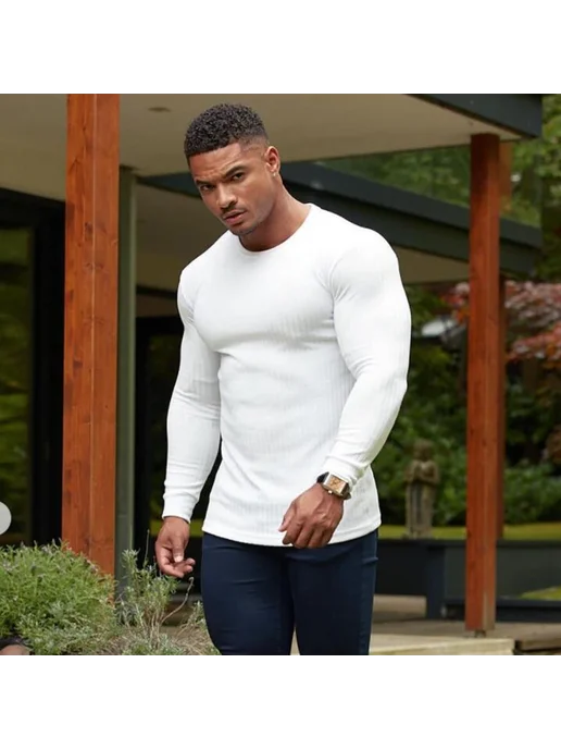 Muscleguys Мужские спортивные свитера из хлопка и спандекса, серый, фото 5
