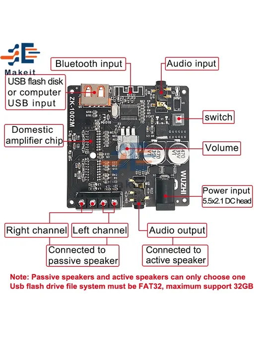 Ziqqucu ZK-1002M Bluetooth усилитель мощности, вариант, фото 3