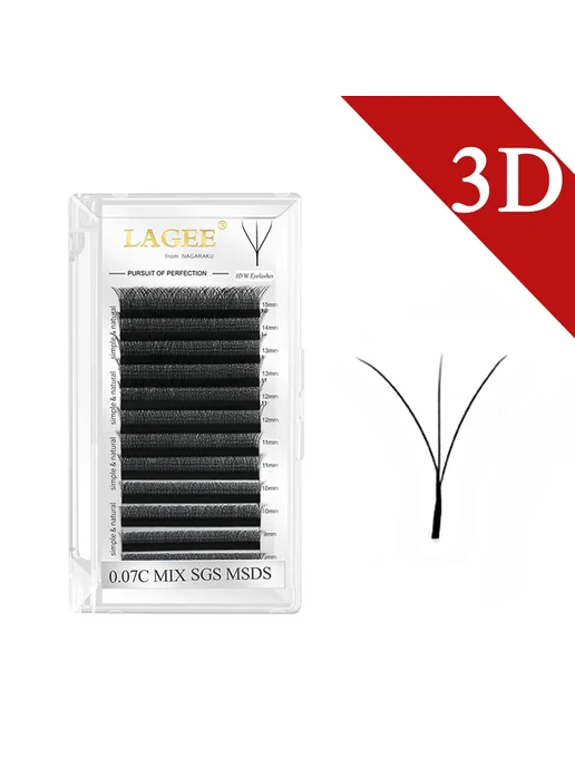 LAGEE 3D ресницы C изгиб 10 мм, черные, черный