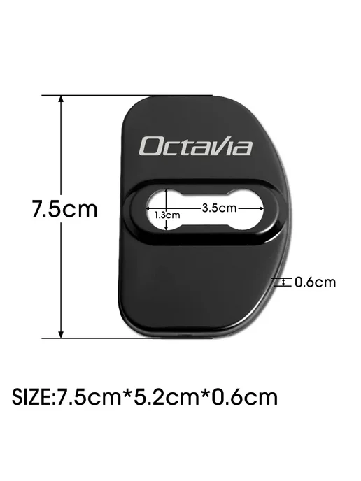 Atreus 4 шт. Чехлы на дверные замки Skoda Octavia A5 A7, черные, 4 шт, фото 3
