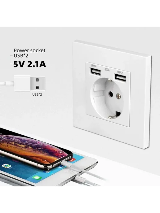 Dani Настенная розетка европейского стандарта с USB-зарядкой для, вариант, фото 3