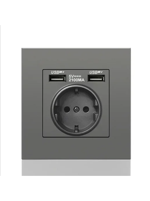 Dani Настенная розетка европейского стандарта с USB-зарядкой для, серый, фото 7