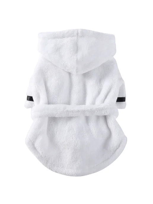 Нет бренда Полотенце для собак, пижама с капюшоном, халат White, белый