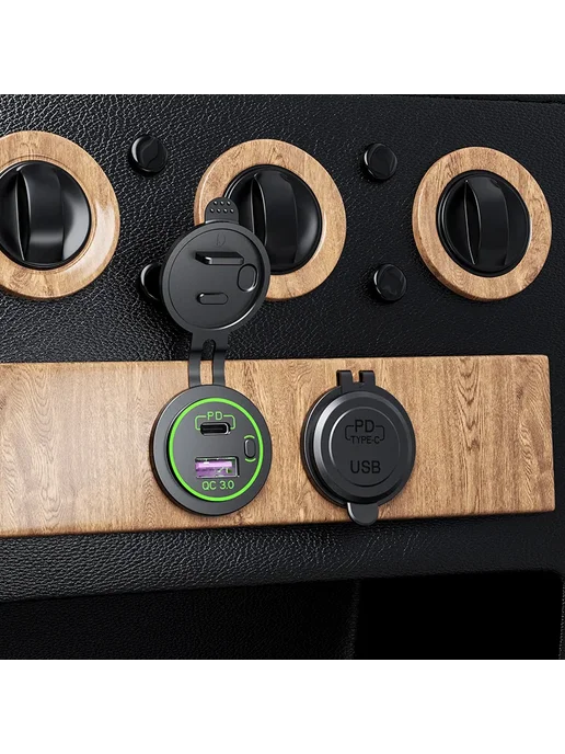 Yaoiler Автомобильное USB зарядное устройство PD 60W QC 3.0, Черный, 60 Вт, фото 3