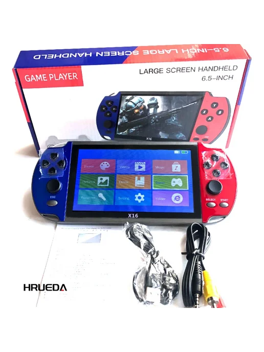 Pinzhishu X16 портативная игровая консоль 6,5 дюйма 6800 игр, синий