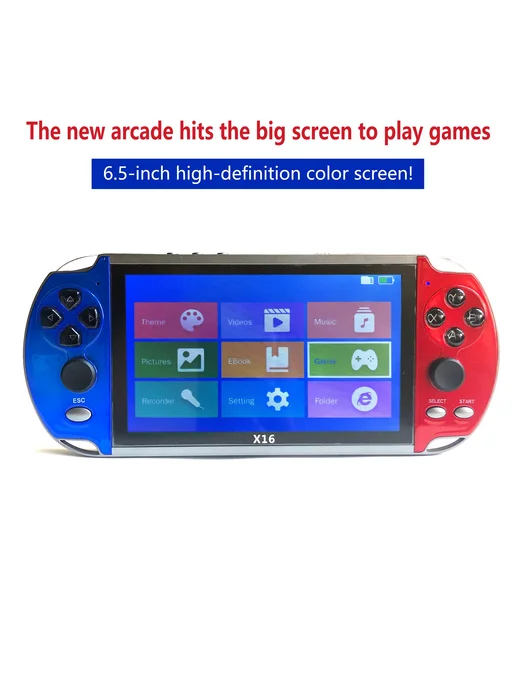 Pinzhishu X16 портативная игровая консоль 6,5 дюйма 6800 игр, синий, фото 5