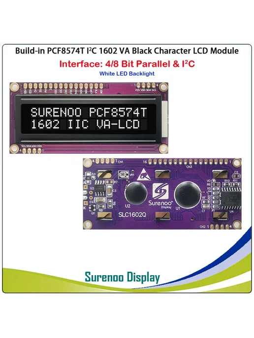 SURENOO 1602 IIC STN LCD модуль SLC1602Q-BLW-IIC, вариант, фото 3