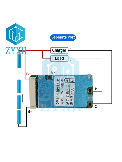 LYPZUX BMS 13S 48V Литиевая аккумуляторная батарея для элект, вариант, фото 5