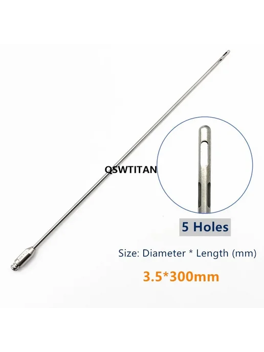QSWTITAN Канюла для липосакции 5 отверстий 3.5x300 мм, 3.5x300 мм