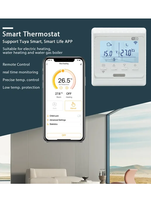 EZAIOT Термостат для газового котла 3A, Gas Boiler-No WiFi, вариант, фото 3