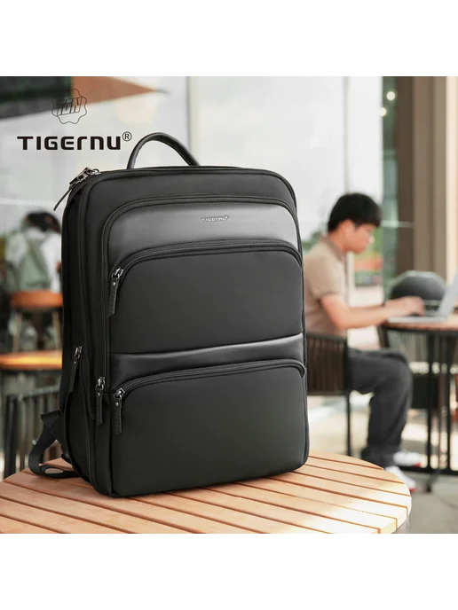 Tigernu Пожизненная гарантия, расширяемый рюкзак для мужчин, черный, фото 7