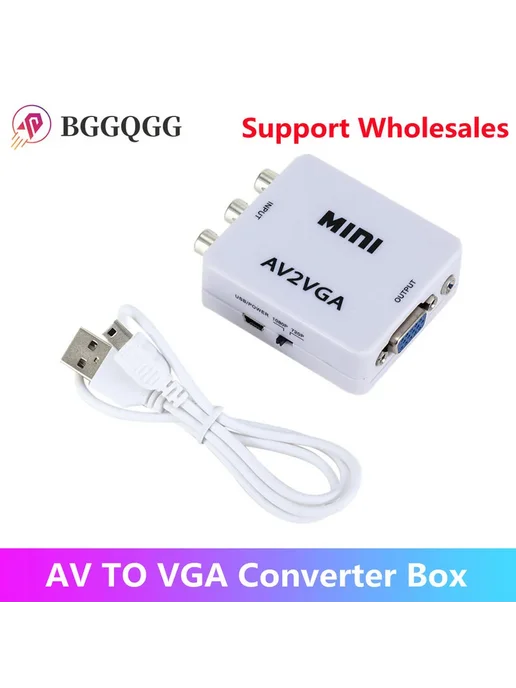 BGGQGG Мини-видеоконвертер RCA AV на VGA 1080P, вариант, фото 2