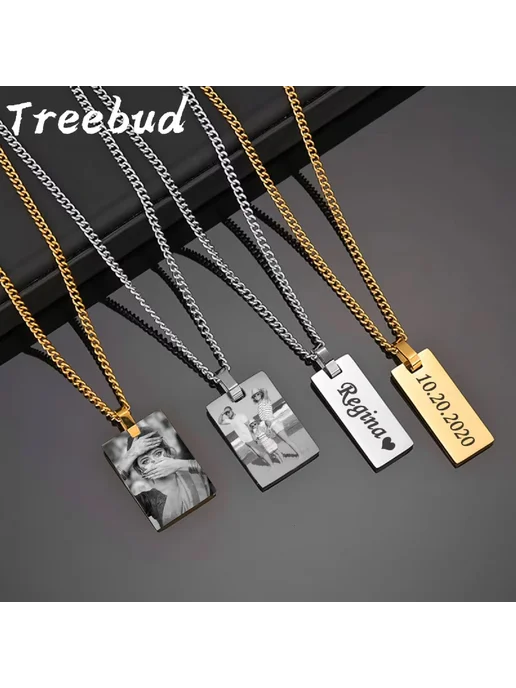 Нет бренда Чокер из нержавеющей стали Big Pendant Engrave photo, серый, фото 2