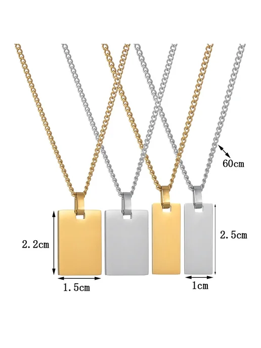 Нет бренда Чокер из нержавеющей стали Big Pendant Engrave photo, серый, фото 4