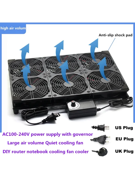 LDYZS 120мм корпус вентелятор 12В Синий, 2 fan 3000RPM, EU R, синий, фото 2