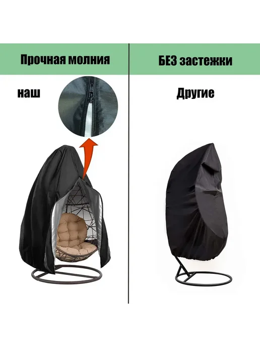 Чехол для садовых качелей 230х200см Черный, 230x200 см, фото 2