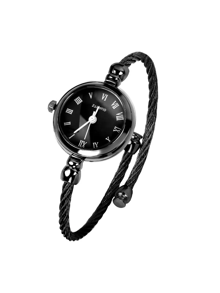 Женские часы с браслетом bangle, черный, кварц
