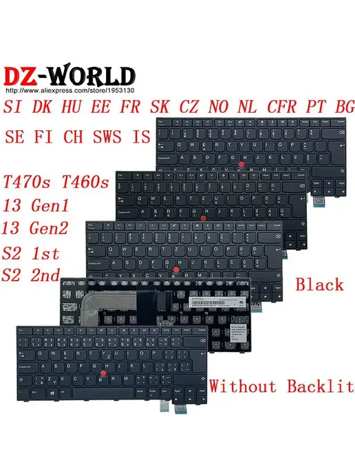 DZ-WORLD Клавиатура Lenovo ThinkPad T460s T470s Black SE Swedish Finn, черный, фото 2