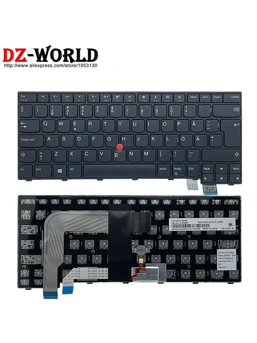 DZ-WORLD Клавиатура Lenovo ThinkPad T460s T470s Black SE Swedish Finn, черный, фото 3