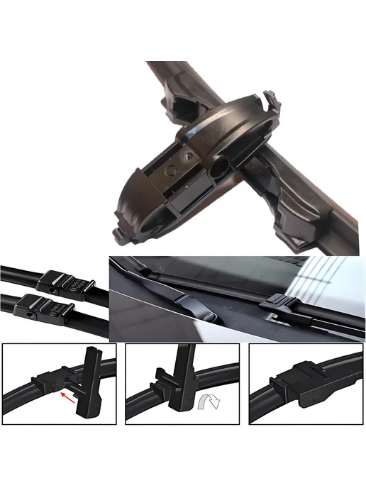 adohon Бесшовные дворники 22" черные, 8 P H Side Arm, черный
