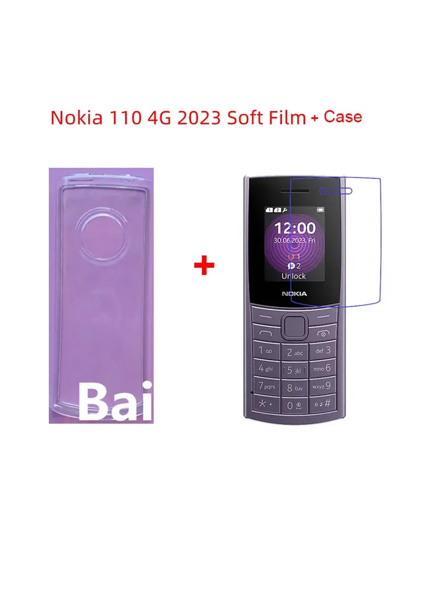 Чехол и пленка для Nokia 110 4G 2023, Clear Case and Film
