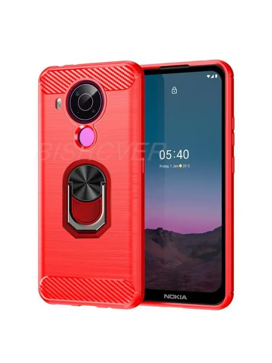 Красный чехол Nokia 5.4 с кольцом и защитой