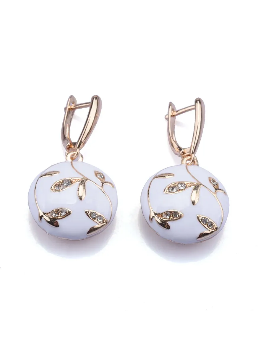 Серьги-подвески белые, Metal Color: White