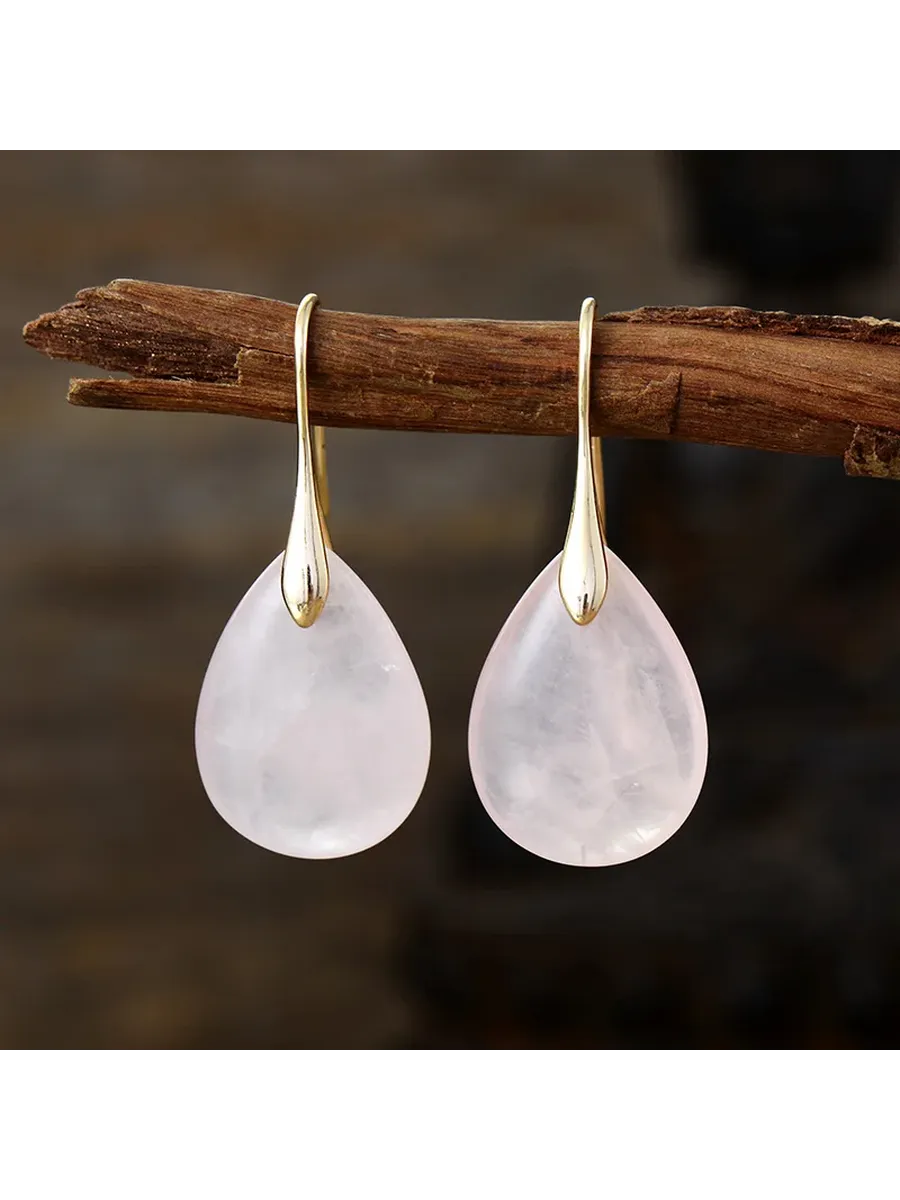 Серьги-подвески Rose Quartz G, золото