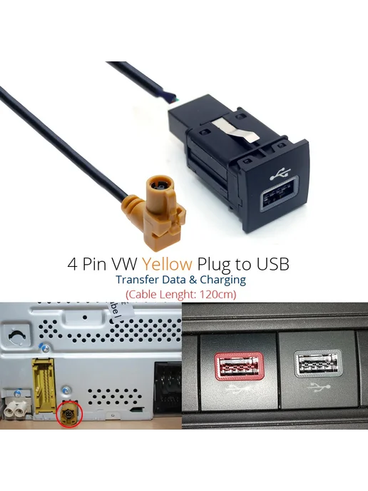 Нет бренда Кабель 6Pin для VW Golf Jetta Scirocco RCD510, USB-кабель-адаптер 4 Pin Cable, фото 4