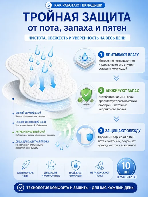 ДокЛюкс Вкладыши от пота мужские для защиты одежды, вариант, фото 5
