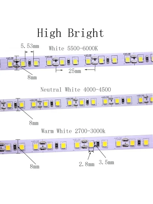 taslauk Светодиодная лента 5м, теплый белый, 120 LED, 5 м, фото 3