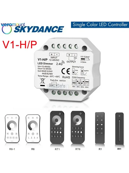 veromount R1 Remote Only (Black) 1 Zone Dim Remote, черный, фото 2