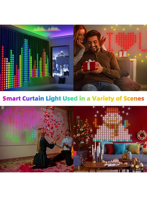 GCTECHING Светодиодная гирлянда штора 2x2м 400LED RGB, AU-штекер, 2x2 м, фото 4