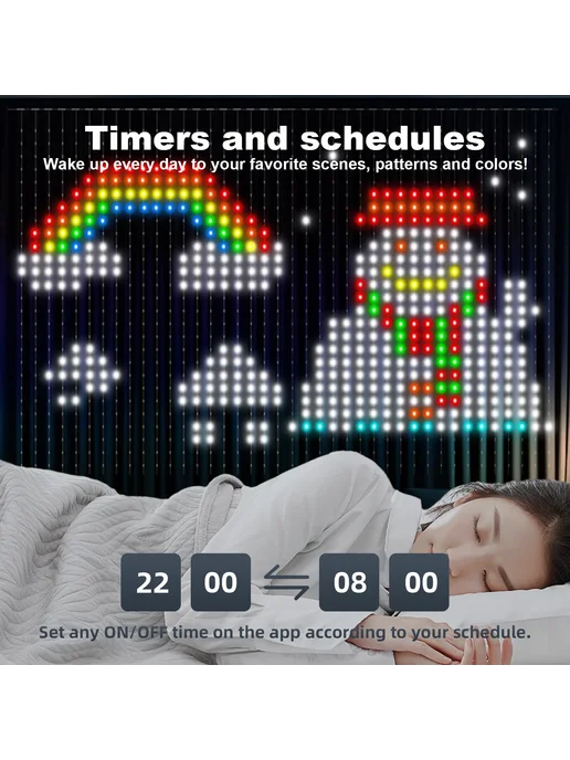 GCTECHING Светодиодная гирлянда штора 2x2м 400LED RGB, AU-штекер, 2x2 м, фото 7