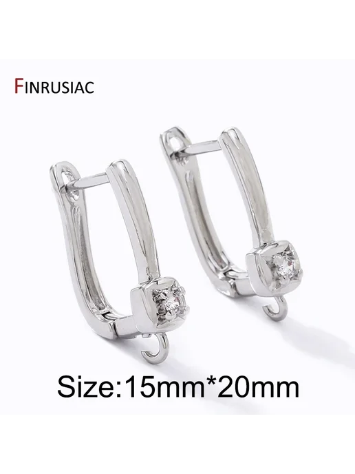 FINRUSIAC Сережки-крючки Rhodium Plated, 12.5*19 мм, 15x20 мм