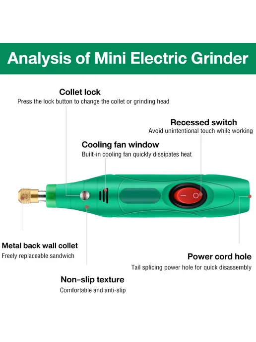 Aideepen Мини-дрель 12V, 15000 RPM, 24 набора, US Plug, вариант, фото 3