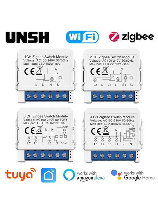 UNSH ZigBee 2 Gang умный выключатель 2CH, ZigBee 2 Gang, фото 2