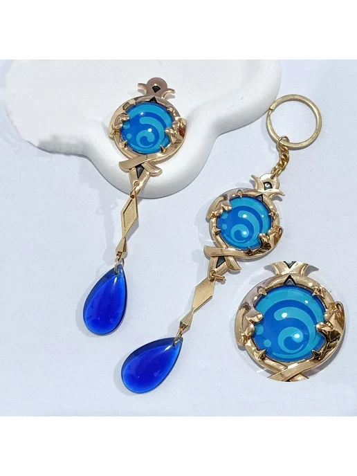 Нет бренда Брелок Genshin Impact Фурина, Keychain, синий, фото 5