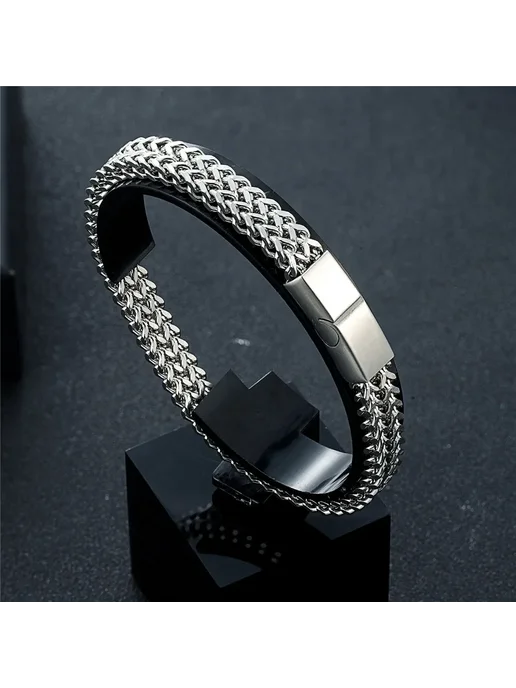 MKENDN Браслет мужской цепь из нержавеющей стали, Silver 2, 21 см, серебристый