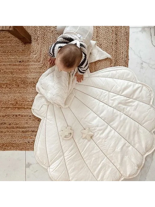 Детский игровой коврик хлопковый Khaki, бежевый, фото 3