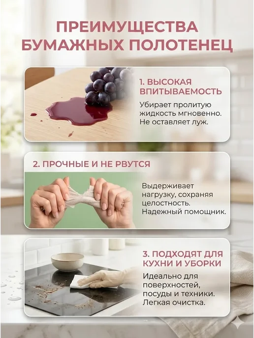 RUTH Бумажные полотенца кухонные впитывающие рулон, белый, фото 3