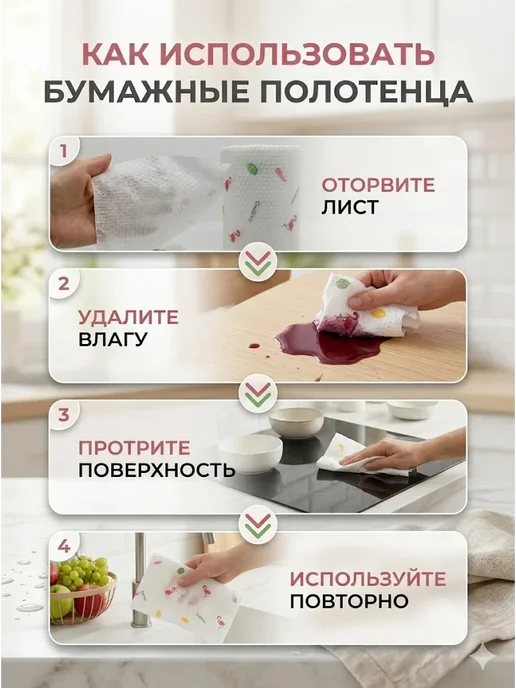 RUTH Бумажные полотенца кухонные впитывающие рулон, белый, фото 4