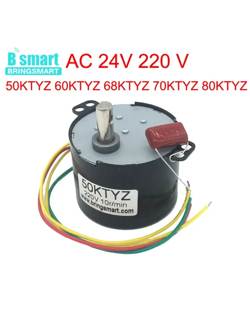 BRINGSMART Двигатель 24В 220В AC220v 2.5rpm, переменного тока 10rpm