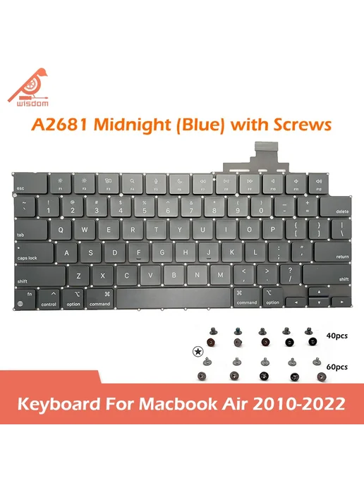 WISDOM ROCK Клавиатура для Macbook Air черного цвета A2681 B, черный, фото 7