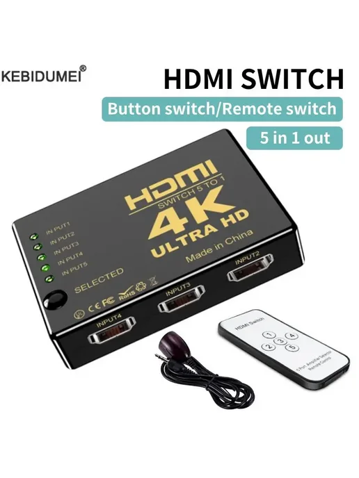 kebidumei HDMI-переключатель 5 в 1, вариант, фото 2