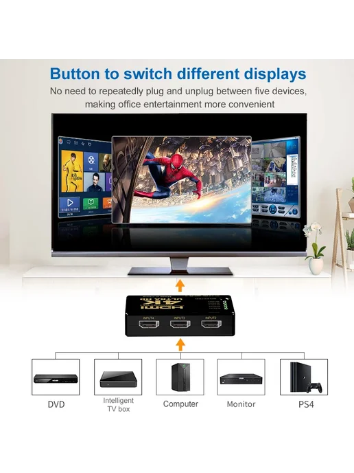 kebidumei HDMI-переключатель 5 в 1, вариант, фото 4